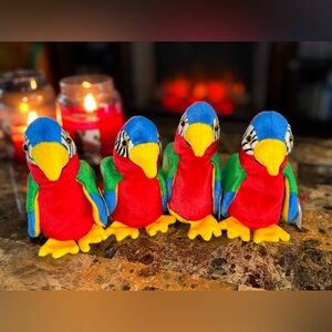 🦜 TY Beanie Babies Jabber Parrot Lot of 4 Vintage 1997 Plush